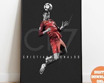Cristiano Ronaldo Poster | CR7 Wall Art | Soccer Print | Digital Download | Soccer Gift for Him | Portugal FC Soccer Fan Decor