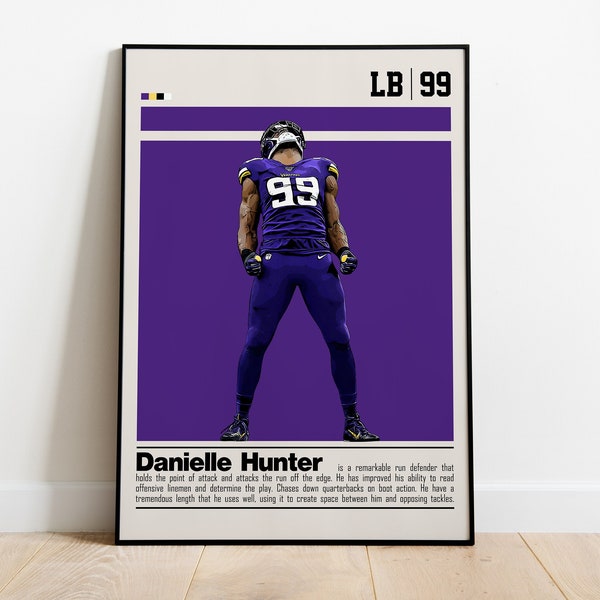 Danielle Hunter Digital Poster for Sports Fan Wall Art for Football Fans Modern Sports Decor for Bedroom & Office Digital Wall Art