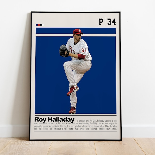 Roy Halladay Digital Poster for Sports Fan Wall Art for Baseball Fans Modern Sports Decor for Bedroom & Office Digital Wall Art