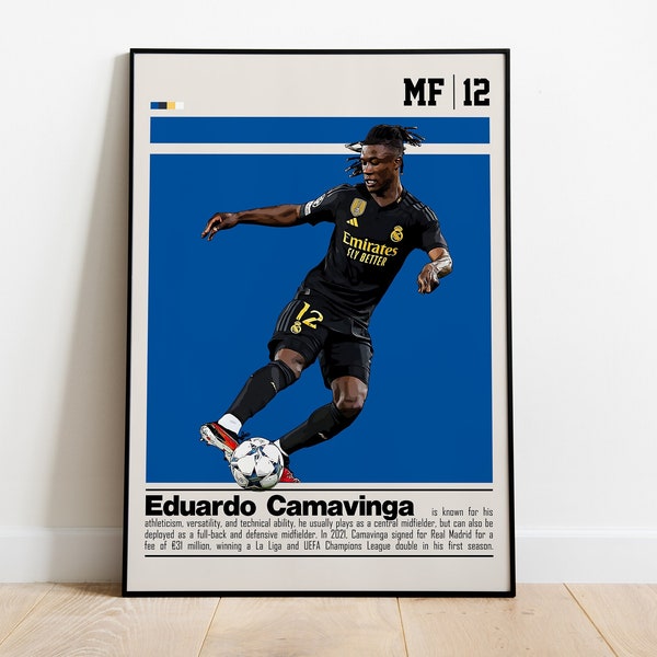 Eduardo Camavinga Digital Poster for Sports Fan Wall Art for Soccer Fans Modern Sports Decor for Bedroom & Office Digital Wall Art