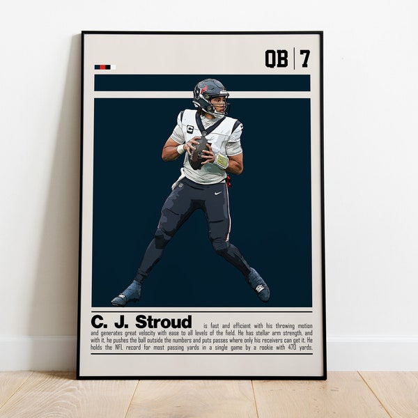 CJ Stroud Digital Poster for Sports Fan Wall Art for Football Fans Modern Sports Decor for Bedroom & Office Digital Wall Art