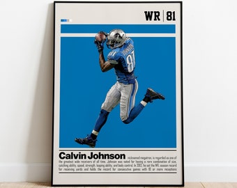 Calvin Johnson Digital Poster for Sports Fan Wall Art for Football Fans Modern Sports Decor for Bedroom & Office Digital Wall Art