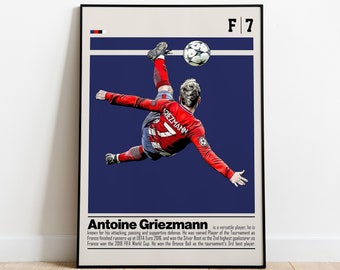 Póster digital de Antoine Griezman para aficionados al deporte, arte de pared para aficionados al fútbol, decoración deportiva moderna para dormitorio y oficina, arte de pared digital