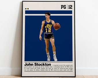 John Stockton Digital Poster for Sports Fan Wall Art for Basketball Fans Modern Sports Decor for Bedroom & Office Digital Wall Art