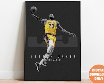 Minimalist Lebron James BasketBall Poster Digital Download | Printable Wall Art for NBA Fans | Modern Sports Decor for Home & Office