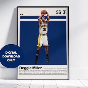 Reggie Miller Digital Poster for Sports Fan Wall Art for Baskebtall Fans Modern Sports Decor for Bedroom & Office Wall Art