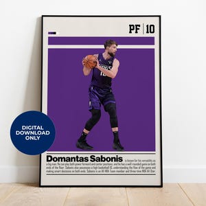 Domantas Sabonis Digital Poster for Sports Fan Wall Art for Basketball Fans Modern Sports Decor for Bedroom & Office Digital Art