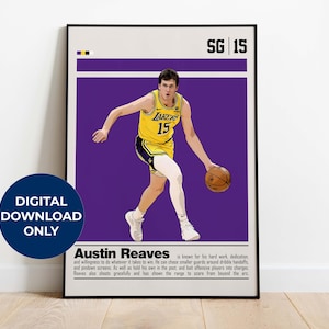 Austin Reaves Digital Poster for Sports Fan Wall Art for Basketball Fans Modern Sports Decor for Bedroom & Office Digital Wall Art