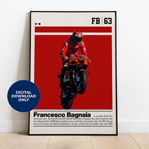 Francesco Bagnaia Digital Poster for Sports Fan Wall Art for MotoGP Fans Modern Sports Decor for Bedroom & Office Digital Wall Art