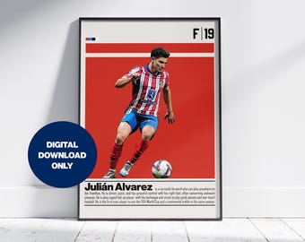 Julian Alvarez Digital Poster for Sports Fan Wall Art for Soccer Fans Modern Sports Decor for Bedroom & Office Digital Wall Art