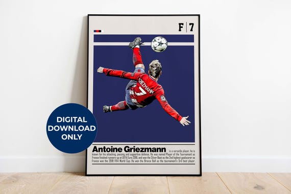 Antoine Griezmann Poster | Atlético Madrid Wall Art | Soccer Print | Digital Download | Soccer Gift for Him | Atlético Madrid Fan Decor