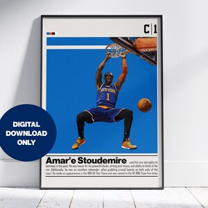 Amar'e Stoudemire Digital Poster for Sports Fan Wall Art for Basketball Fans Modern Sports Decor for Bedroom & Office Digital Art