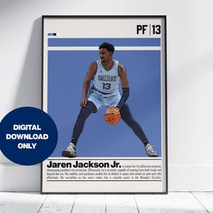 Jaren Jackson Jr Poster digitale per fan dello sport Arte murale per fan del basket Arredamento sportivo moderno per camera da letto e ufficio Arte digitale