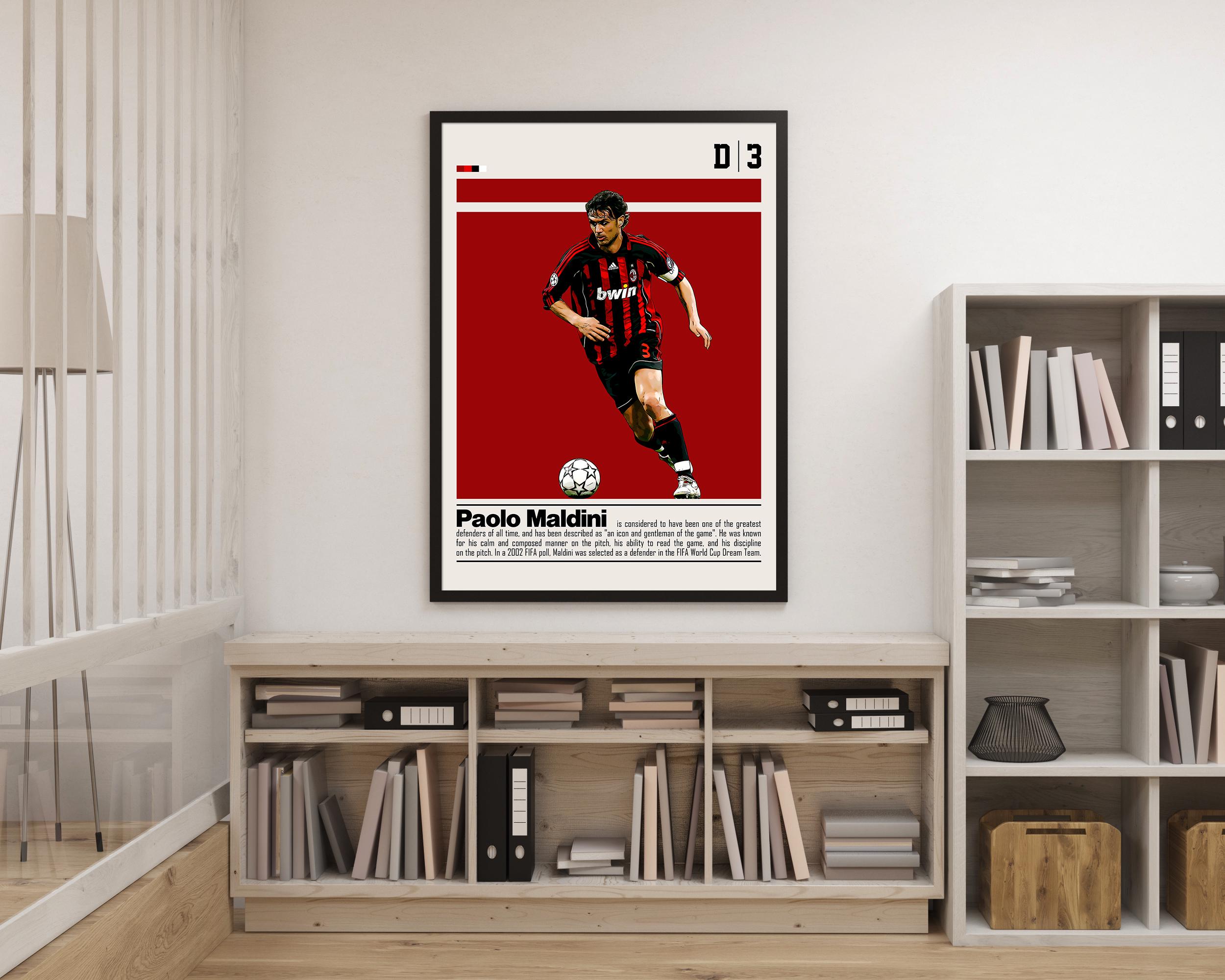 Paolo Maldini Digital Poster for Sports Fan Wall Art for Soccer