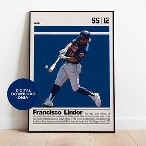 Francisco Lindor Digital Poster for Sports Fan Wall Art for Baseball Fans Modern Sport Decor for Bedroom & Office Digital Wall Art
