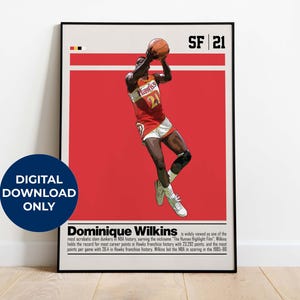 Dominique Wilkins Digital Poster for Sports Fan Wall Art for Basketball Fans Modern Sports Decor for Bedroom & Office Digital Art
