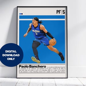 Paolo Banchero Digital Poster for Sports Fan Wall Art for Basketball Fan Modern Sports Decor for Bedroom & Office Digital Wall Art