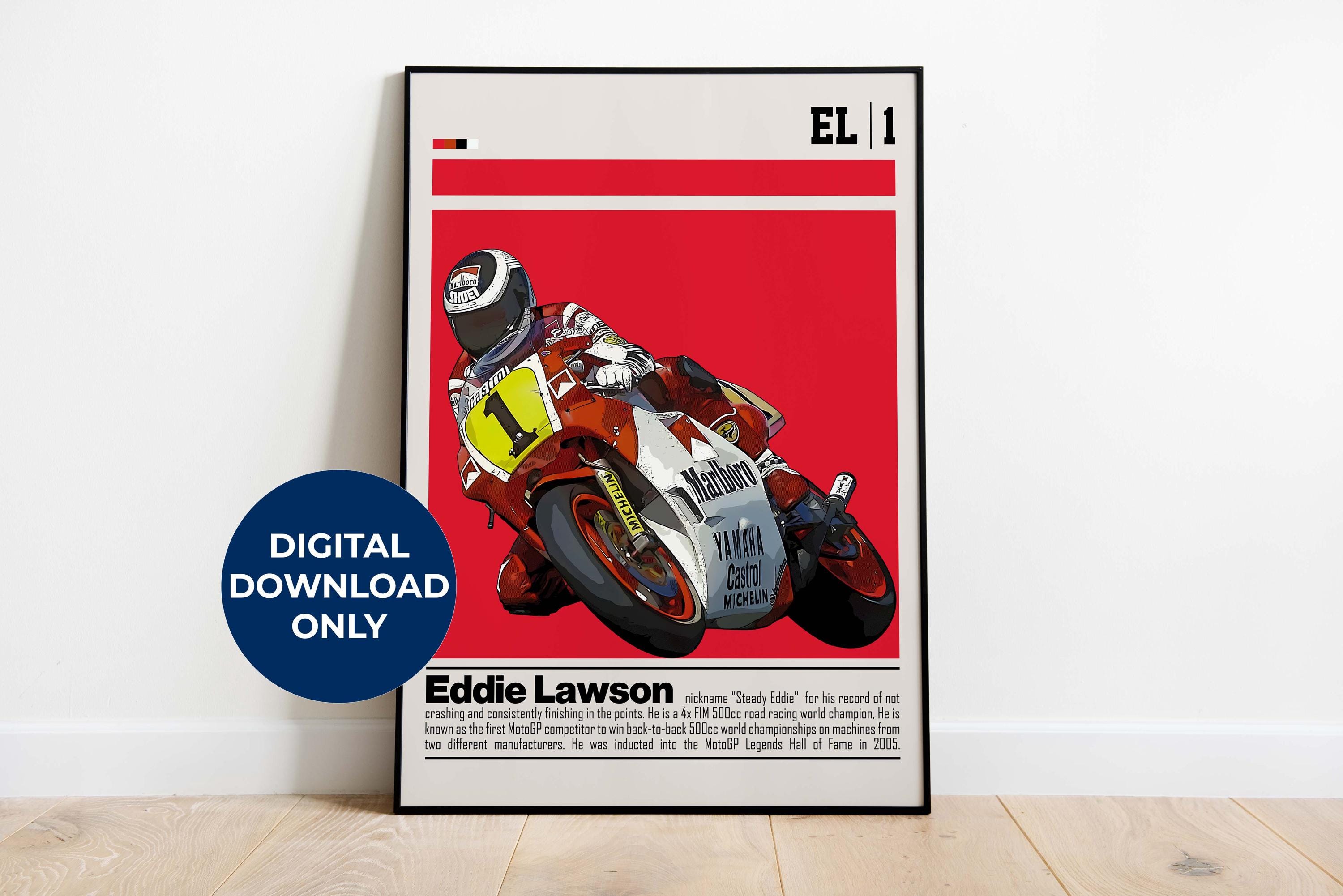 Eddie Lawson Digital Poster for Sports Fan Wall Art for Motogp