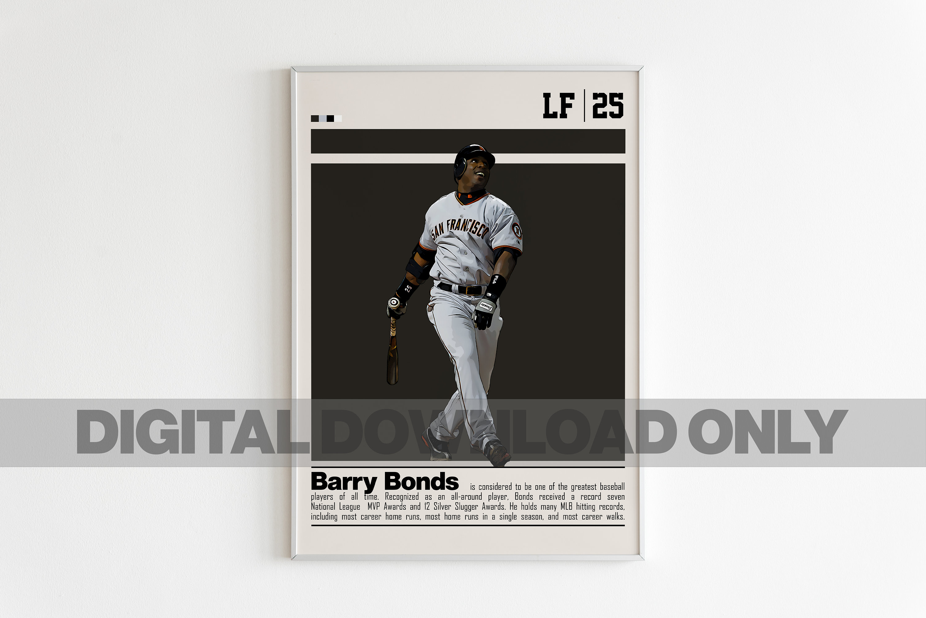 Barry Bonds Digital Poster for Sports Fan Wall Art for Baseball