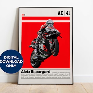 Aleix Espargaro Digital Poster for Sports Fan Wall Art for MotoGP Fans Modern Sports Decor for Bedroom & Office Digital Wall Art