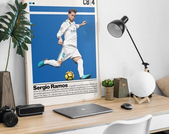 Sergio Ramos Digital Poster for Sports Fan Wall Art for Soccer