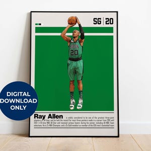 Ray Allen Digital Poster for Sports Fan Wall Art for Basketball Fans Modern Sports Decor for Bedroom & Office Digital Wall Art