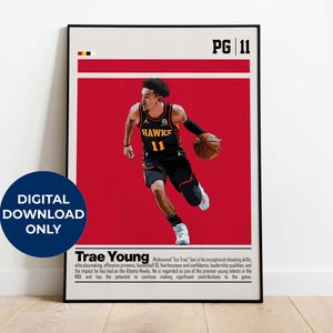 Trae Young Digital Poster for Sports Fan Wall Art for Basketball Fans Modern Sports Decor for Bedroom & Office Digital Wall Art
