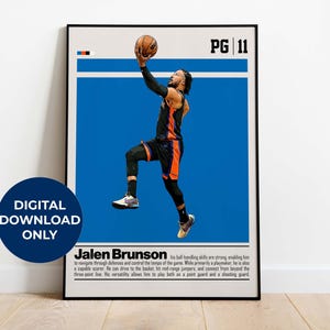 Jalen Brunson Digital Poster for Sports Fan Wall Art for Basketball Fans Modern Sports Decor for Bedroom & Office Digital Wall Art
