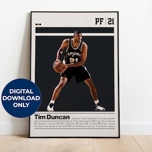 Tim Duncan Digital Poster for Sports Fan Wall Art for Basketball Fans Modern Sports Decor for Bedroom & Office Digital Wall Art