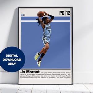 Ja Morant Digital Poster for Sports Fan Wall Art for Basketball Fans Modern Sports Decor for Bedroom & Office Digital Wall Art