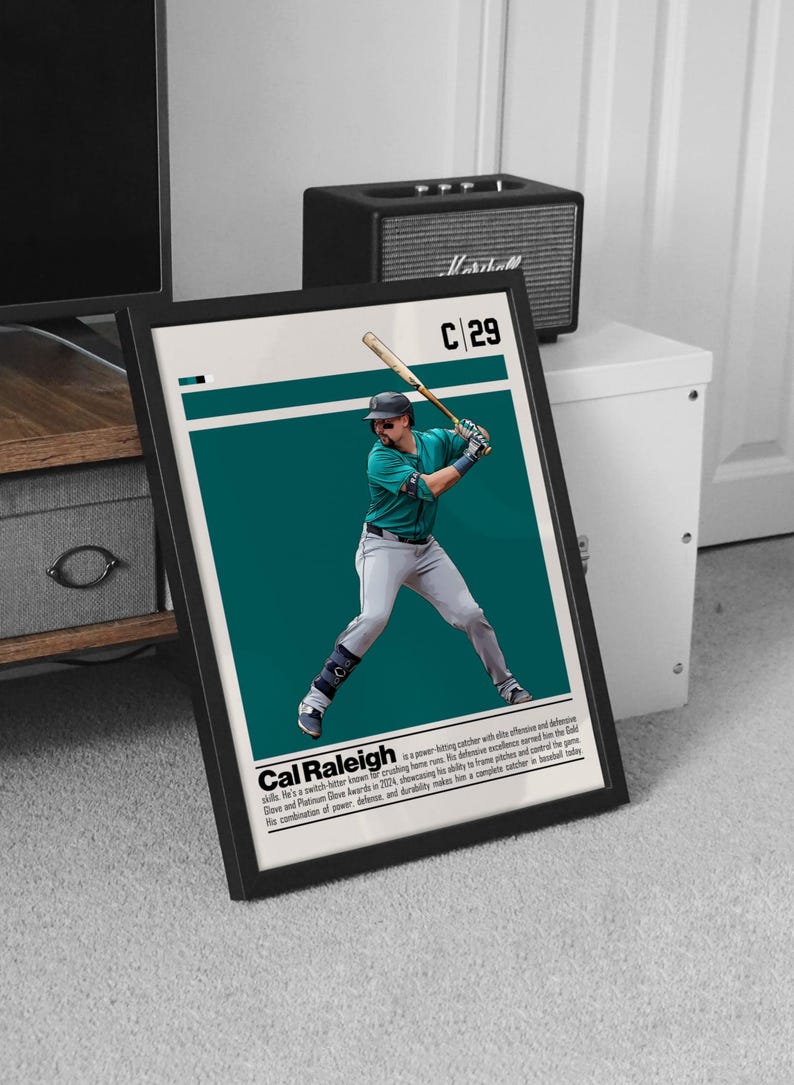 Cal Raleigh Digital Poster for Sports Fan Wall Art for Baseball Fans ...