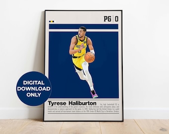 Tyrese Haliburton Digital Poster for Sports Fan Wall Art for Basketball Fans Modern Sports Decor for Bedroom & Office Digital Art