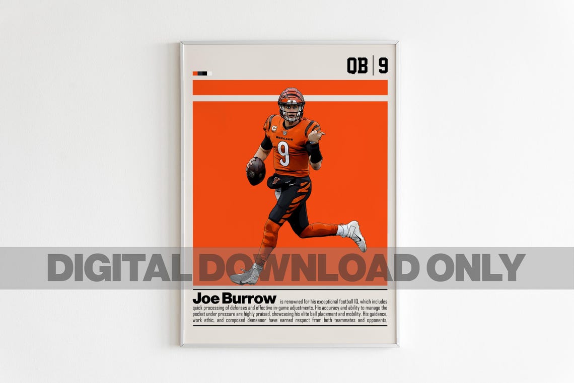 Joe Burrow Digital Poster for Sports Fan Wall Art for Football Fans — free download