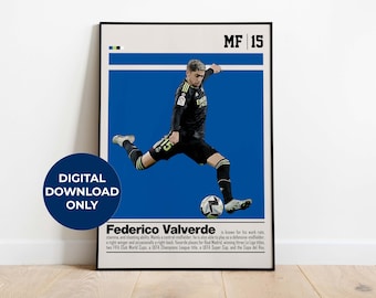 Federico Valverde Digital Poster for Sports Fan Wall Art for Soccer Fans Modern Sports Decor for Bedroom & Office Digital Wall Art
