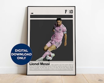 Lionel Messi Digital Poster for Sports Fan Wall Art for Soccer Fans Modern Sports Decor for Bedroom & Office Digital Wall Art
