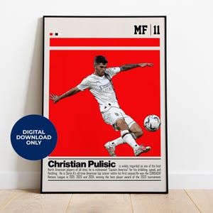 Christian Pulisic Digital Poster for Sports Fan Wall Art for Soccer Fans Modern Sports Decor for Bedroom & Office Digital Wall Art