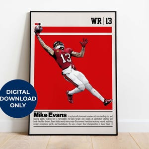 Mike Evans Digital Poster for Sports Fan Wall Art for Football Fans Modern Sports Decor for Bedroom & Office Digital Wall Art