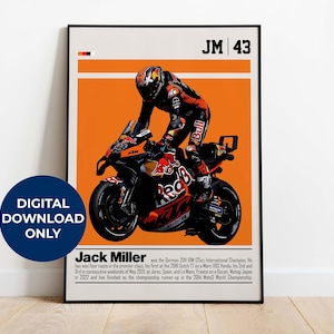 Jack Miller Digital Poster for Sports Fan Wall Art for MotoGP Fans Modern Sports Decor for Bedroom & Office Digital Wall Art