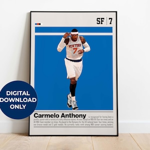 Carmelo Anthony Digital Poster for Sports Fan Wall Art for Basketball Fan Modern Sport Decor for Bedroom & Office Digital Wall Art