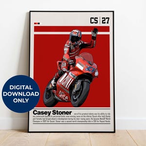 Casey Stoner Digital Poster for Sports Fan Wall Art for MotoGP Fans Modern Sports Decor for Bedroom & Office Digital Wall Art