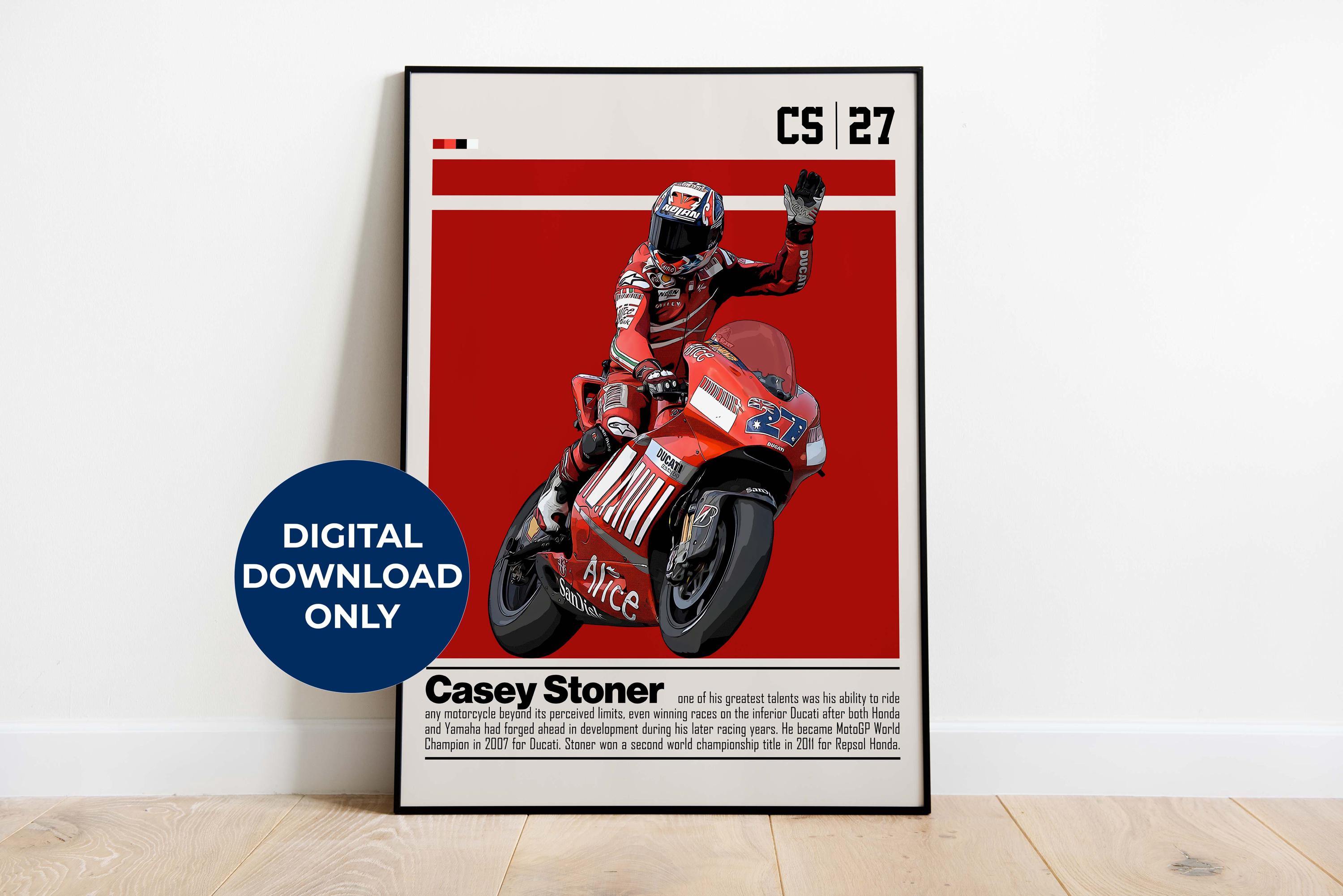 Casey Stoner Digital Poster for Sports Fan Wall Art for Motogp 
