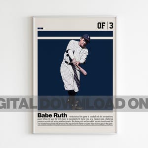 Babe Ruth Poster Digital Download | Printable Wall Art for Baseball ...