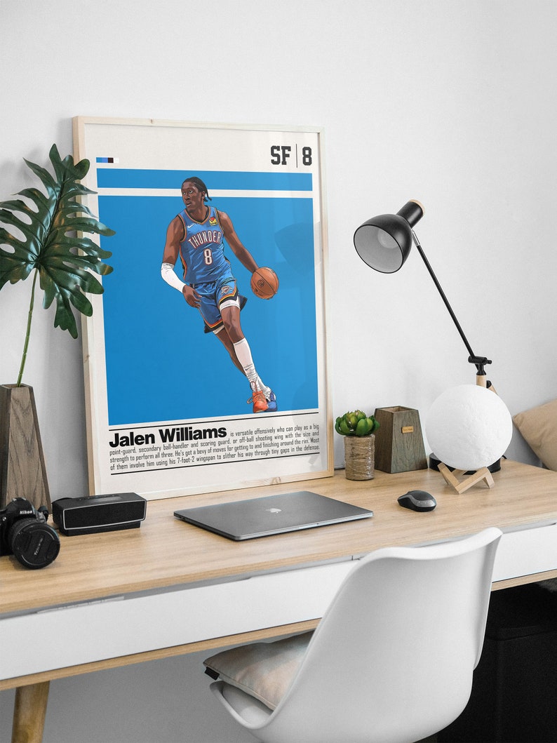 Jalen Williams Digital Poster for Sports Fan Wall Art for Basketball Fan Modern Sports Decor for Bedroom & Office Digital Wall Art image 5