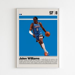 Jalen Williams Digital Poster for Sports Fan Wall Art for Basketball Fan Modern Sports Decor for Bedroom & Office Digital Wall Art image 3