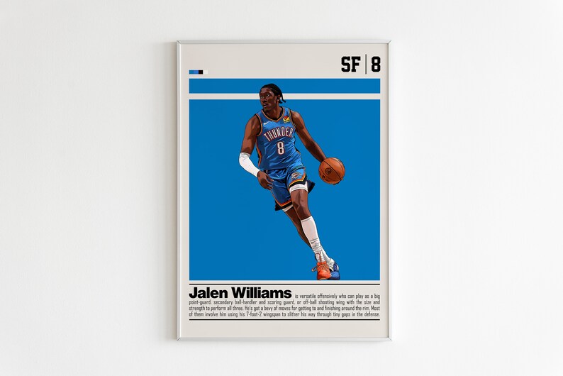 Jalen Williams Digital Poster for Sports Fan Wall Art for Basketball Fan Modern Sports Decor for Bedroom & Office Digital Wall Art image 3