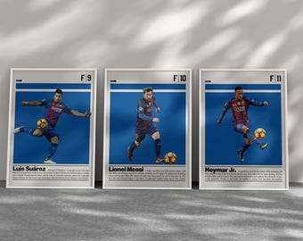 Lionel Messi Luis Suarez Neymar Jr Digital Poster for Sports Fan Wall Art for Barcelona Fans Modern Sports Decor for Bedroom wall art