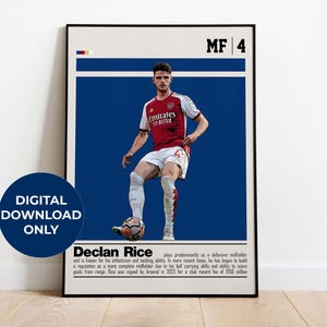 Declan Rice Digital Poster for Sports Fan Wall Art for Soccer Fans Modern Sports Decor for Bedroom & Office Digital Wall Art