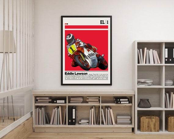 Eddie Lawson Digital Poster for Sports Fan Wall Art for Motogp