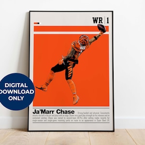 Ja'Marr Chase Digitales Poster für Sportfan Wandkunst für Fußballfans Moderne Sportdekoration für Schlafzimmer & Büro Digitale Wandkunst