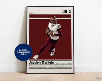 Jayden Daniels Digital Poster for Sports Fan Wall Art for Football Fans Modern Sports Decor for Bedroom & Office Digital Wall Art